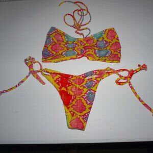 PAKALOHA Snake Print Hookipa Bikini Set Size Large